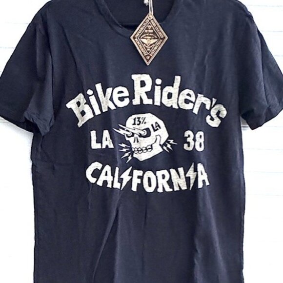Johnson Motors Bike Riders distressed M Faded Black Shirt NWT - Picture 4 of 7